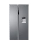 Haier SBS 90 Series 3 HSR3918EWPG Frigorífico Side by Side con Dispensador de Agua, Americano, Apertura 90 grados, Motor Inverter, Ancho 90 cm, Capacidad XXL 521 L, Total No Frost, Clase E, Inox