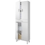 ARKITMOBEL Columna de baño 4 Puertas 1 cajón, 182x60x29 (AltoxAnchoxFondo-en cm), Color Blanco Brillo, Mueble de Baño Grande, Modelo Aruba