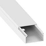 Conducto de cables Habengut 30x15 mm (con orificios de montaje en el suelo) fabricado en PVC, color: blanco, longitud 1 m