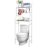 Estantería de Baño sobre Inodoro o Lavadora | Ahorra Espacio con 3 Baldas | Mueble organizador para toallas, papel higiénico y accesorios | Patas Ajustables | Metálica resistente y fácil montaje