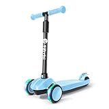 TINYKI Patinete Niño 2 Años a 6 - Altura Ajustable con Ruedas Luces LED - Scooter Niño 3 Ruedas - Patineta Infantil para Niños y Niñas Jugar