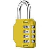 Candado Combinacion, Diyife Impermeable Candado Taquilla, Candado Seguridad 4 Dígitos, Candado para El Casillero del Gimnasio Escolar, Archivadores, Caja De Herramientas,Cerca, Cerrojo(Amarillo)