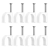 80 Piezas Grapas para Cables,Grapas cable pared,Clips de Cable Redondo,Clips para cables,Clips de pared de Cable Eléctrico,para Cable Gestión,Canal de cables(8mm)