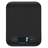 Báscula de Cocina Digita, Báscula Digital 5kg - MedicióN Precisa Hasta 1g, Estilizada Y Delgada Balanza Para Alimentos, Pantalla Lcd, FuncióN De Tara. (Negro-5kg)