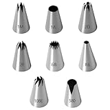 8PCS Boquillas Manga Pastelera Boquillas de Repostería Profesionales Grandes(1M 580 1A R6 2D 108E 2F 6B) Boquilla de Acero Inoxidable para Manga Pastelera Decoración y Elaboración de Cupcakes Tartas
