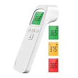 Termómetro Digital, Termometro Infrarrojos sin Contacto con Alarma de Fiebre, Medición de 1 Segundo, 32 Memoria, Pantalla Retroiluminada, ℃ / ℉, Termometro Bebe Adultos
