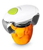 LEAZZLE Abridor de tarros eléctrico, accesorio de cocina, abrelatas automático para nuevos frascos sellados, el abrelatas de manos libres,abrebotellas para manos artriticas(blanco)