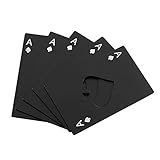 Gxnimer Abrebotellas de póquer de Espadas - 5 Piezas de Acero Inoxidable tamaño de Tarjeta de crédito Ideas abridor de Tapas de Cerveza para Bodas, Padrinos de Boda,Negro