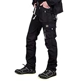 REIS Foreco-t_bjs Work Utility Pants, Negro y Gris Claro, 46 para Hombre