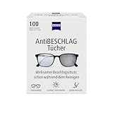 Zeiss 100 paños antivaho para una protección Duradera contra el empañamiento Durante la Limpieza – Cada paño empaquetado Individualmente – Ideal para Viajes o Viajes