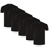 FM London Camiseta paquete de 3/5 para hombre - Camisetas de peso premium con diseño ligeramente ajustado, Negro (Pack de 5), M