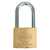 Amig - Candado de seguridad - Incluye 2 llaves - Arco largo - Latón y arco de Acero tratado - Para taquillas de gimnasio, puertas, armarios, maletas, mochilas - Doble cierre - Ancho: 25 mm