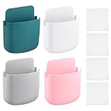 UKOFEW 4 Piezas Soporte de Pared de Control Remoto,Organizador Mando a Distancia,Autoadhesivas Caja Almacenamiento,para Control Remoto, Lápiz, Teléfono Móvil, Cepillo de Dientes (4 Colores)