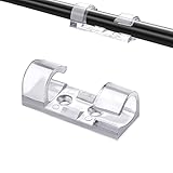 Olakin Grapas de Pared para Cable, Organizador de Cables con Adhesivo, 20 Clips de Cable para Oficina, Casa, TV, USB, Coche y Taller(Transparente)