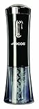 ARCOS Sacacorchos Eléctrico en ABS con Batería Interna Recargable. Abrebotellas Eléctrico Moderno y Elegante con Cortacápsulas y Luz Indicadora. Color Negro