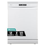 Hisense HS622E10W - Lavavajillas, Capacidad para 13 servicios, 60 cm, Programa ECO, Silencioso, 2, Filtro autolimpiable, Contador digital, Libre instalación, Blanco