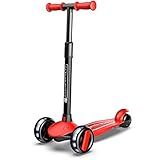 Sawyer Bikes - Patinete Ajustable Ruedas LED - Niños 2 a 8 Años (Rojo)