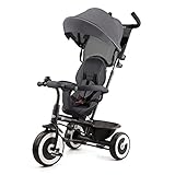 Kinderkraft ASTON Triciclo Evolutivo, Bicicleta Sin Pedales, Bicicleta Bebe, Plegable, Para Niños, Cinturón, Con Accesorios, Portavasos, Cesta, 9 Meses a 25 kg, Gris