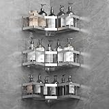 Estanteria Ducha, 3 Pack Plateado Estanteria Baño con Adhesivo, Acero Inoxidable 201 Estante sin Taladro, Organizador Ducha sin Taladro, Estante Baño de Acero al Carbono Sólido