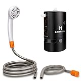 LIEBMAYA Ducha Portátil para Exteriores, Ducha de Camping Bomba de Ducha Potenciada por Batería de 4400mAh USB recargable para Campamentos Familiares al Aire Libre, Excursionismo y Viajes, IPX7