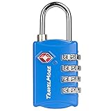 TSA Paquete De 1 Candados De Equipaje Con Combinación De 4 Dígitos - Configuración De Alta Resistencia Para Tus Propios Candados Para Viaje, Equipaje, Maletas Y Mochilas - Azul