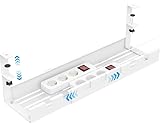 Otauoaea Bandeja Organizador Cables Escritorio - sin Taladros Retráctil de 40 a 74 CM - Cable Management - Recoge Cables Mesa Escritorio - Soporte de Cables para Hogar y Oficina - Blanco