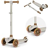 LIONELO Jessy Scooter de Equilibrio para niños de 3 años hasta 50 kg, Scooter de 3 Ruedas Ligero con Ajuste de Altura, Ruedas LED, Plataforma Antideslizante (Brown)