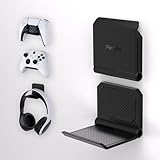 PlayVital 2 Kits Soporte de Pared Plegable para Mandos y Auriculares - Soportes Compatible con ps5/4 y Pulse 3D, Stand para Xbox Series X/S, Base de Pared para Nintendo Switch Pro (Negro)