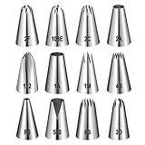 XULIERUX 12 Juegos Profesionales de Boquillas para Manga Pastelera, Boquillas para Manga Pastelera de Acero Inoxidable Reutilizables, Adecuado para la Decoración de Pas