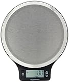 Amazon Basics Báscula de Cocina Digital con Pantalla LCD, sin bisfenol A (BPA), de Acero Inoxidable (Pilas Incluidas), Pesa hasta 11 Libras, Negro