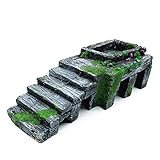 OMEM Caja de cría de reptiles Refugio Habitat Decoración Terrario Escondite Tortugas Tomando Rampa Agua Bowl Alimentación Humedecer Ocultar Cuevas