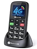 SweetLink S2 Plus 4G Teléfono Móvil para Personas Mayores, Senior Moviles de Teclas Grandes y Volumen Alto, Contactos con Imágenes, Botón SOS, Base de Carga, Bateria 1400mAH, Color Negro