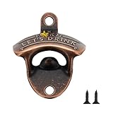 Abrebotellas de Pared,1 pcs Abridor Cerveza Abridor de Botellas Abrebotellas Cerveza Destapador de Botellas Vintage con Tornillos Montados, para Cocinas, bares, Restaurantes, Cafés(Bronce Rojo)