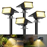 kolpop Luces Solares LED Exterior Jardin [4 Piezas/77 LEDs],3000K Cálido Luz Solar Exterior,Impermeable IP65,1800LM Focos Solares para Patio,Piscina,Macetas,Suelo,Calzada,Terraza,Césped,Carril