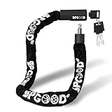 SPGOOD Candado para bicicleta con 3 llaves, 90 cm de cadena de acero de 6 mm, candado para bicicleta con cubierta impermeable, candado antirrobo de alta seguridad para bici, moto