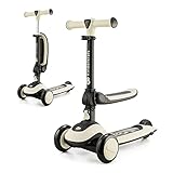 Kinderkraft Halley, Patineta 2 en 1, para Niños, Ajustable, Draisienne, Triciclo, Multifuncional, Bici, 3 Ruedas, LED, De 2 años hasta 50 Kilos, Blanco