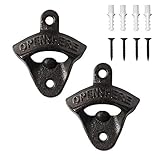 Uncle Paul® 2 abrebotellas de hierro fundido montado en la pared, estilo vintage, rústico, con tornillos autorroscantes para el hogar, jardín, bar, KTV Hotel KH02