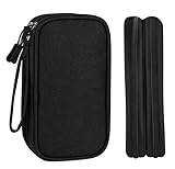 HCFGS Bolsa Cables de Viaje, 3 Capas Bolsa Cables Organizador Estuche de Electrónicos Accesorios Cable Organizer Bag para Cargadores, Cable USB, Powerbank, Tarjetas de Memoria (Negro)