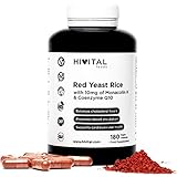 Levadura de Arroz Rojo con 10 mg de Monacolina K y 5 mg de Coenzima Q10 | 180 cápsulas vegetales | Suministro para 6 meses | Regula los niveles de colesterol sanguíneo | Libre de Citrininas