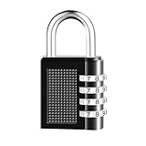 iwontalersy Candado de Combinación,Seguridad de Aleación de Zinc para Taquillas,Candado de Seguridad Numerico de 4 Dígitos,Adecuada para Cobertizos,Almacenes y Portones,Negro
