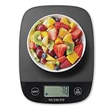 NUTRI FIT Báscula digital de cocina ultrafina, báscula electrónica multifunción, plataforma de plástico de pantalla grande, 5 kg/11 lb-1 g lb.oz oz g ml (negro)