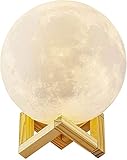 Lámpara de Luna en 3D, ALED LIGHT Luna con 15 cm de Diámetro Conexión USB Con 3 Colores a Elegir Luz de Ambiente Perfecta para Dormitorio Salón Café Bar