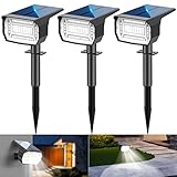 LOTMOS [72 LED/3 Piezas Luces Solares Exterior Jardin Impermeable IP67 Focos, Lampara para Patio,Caminos,Terraza,Suelo,Calzada,Piscina,Césped,Carril,Camping