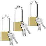 Nutabevr 3 Piezas 32mm Candado llave de arco largo, Candado seguridad con 9 llaves, Portátil Candado Taquilla Gimnasio, Para exterior e interior,armarios,maletas,Candados Bicicletas,Puertas y Ventanas