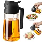 SWEET VIEW 470ml 2 en 1 Dispensador de Aceite y Pulverizador de Aceite, Vertedor Dispensador de Aceite de Oliva para, Cocina, Cocinar,Freidora de Aire,Ensalada, Barbacoa (Negro)