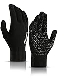 TRENDOUX Guantes calefactables hombre mujer - running Senderismo Escalada Correr, guantes lana hombre，Smartphones tactiles guantes invierno, Ciclismo Guantes de conducción ciclismo - Negro M