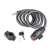 GRIFEMA GA1204-12 Candado de Bicicleta Antirrobo con Llave, Seguridad Candado de Cable para Bicicletas, Motos, Scooters, 120cm, Negro
