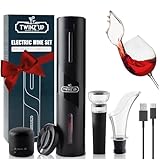 Sacacorchos Eléctrico Recargable 6 en 1 con corta cápsula, Boquilla Aireador, Bomba de Vacío, Tapón y Cable USB del Abridor de Vino Electrico - Regalo hombre para amantes del vino