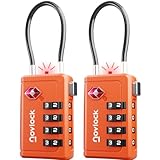 Candados TSA con indicador de apertura – Combinación de 4 dígitos para maletas, mochilas, equipaje de mano y taquillas, color naranja (2 uds.)