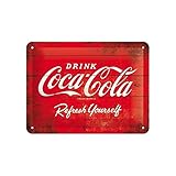 Nostalgic-Art Cartel de Chapa Retro Coca-Cola – Logo Red – Idea de Regalo Aficionados a la Coke, metálico, Diseño Vintage para decoración, 15 x 20 cm